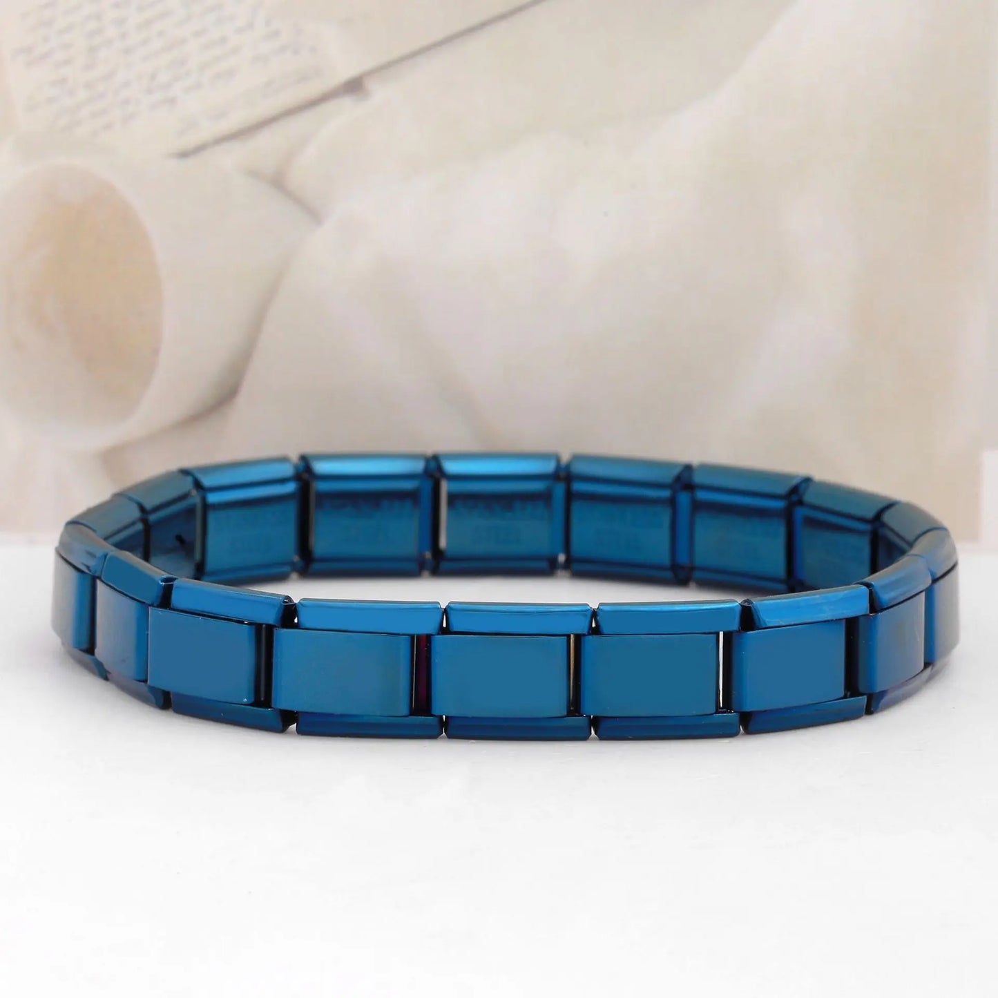 Yupsk Trendy Square Italy Stainless Steel Bracelets For Women Men HipHop Metal Modules Stretchable Gift Birthday Party Jewelry