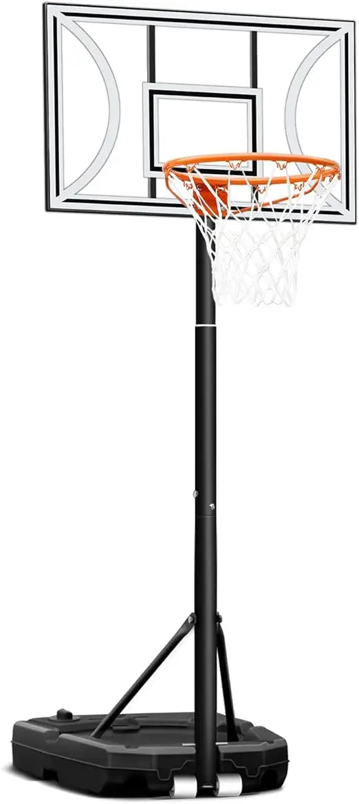 Basketball Hoop with 32-Inch Backboard, Adjustable Height from 3 to 9 Feet, Outdoor and Indoor Portable Basketball Go